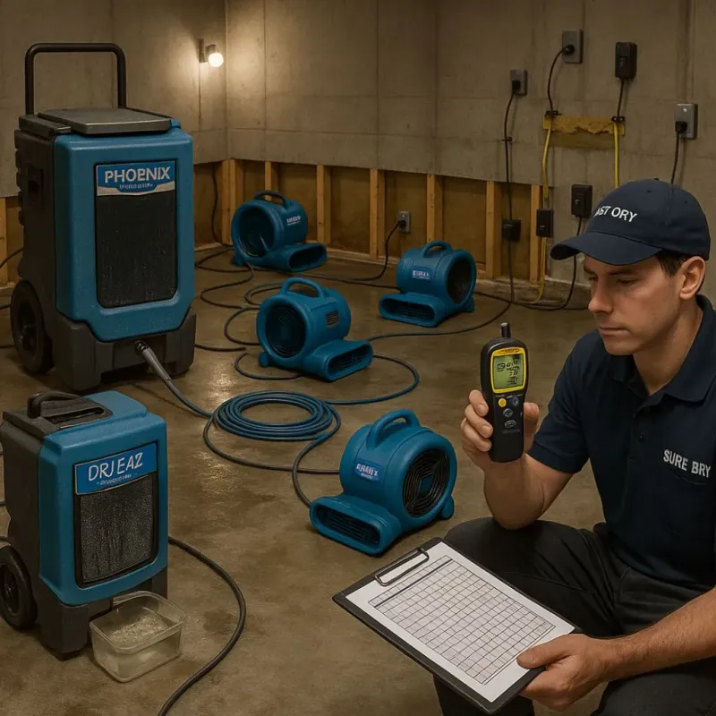 Structural Drying and Dehumidification process in Hercules, CA